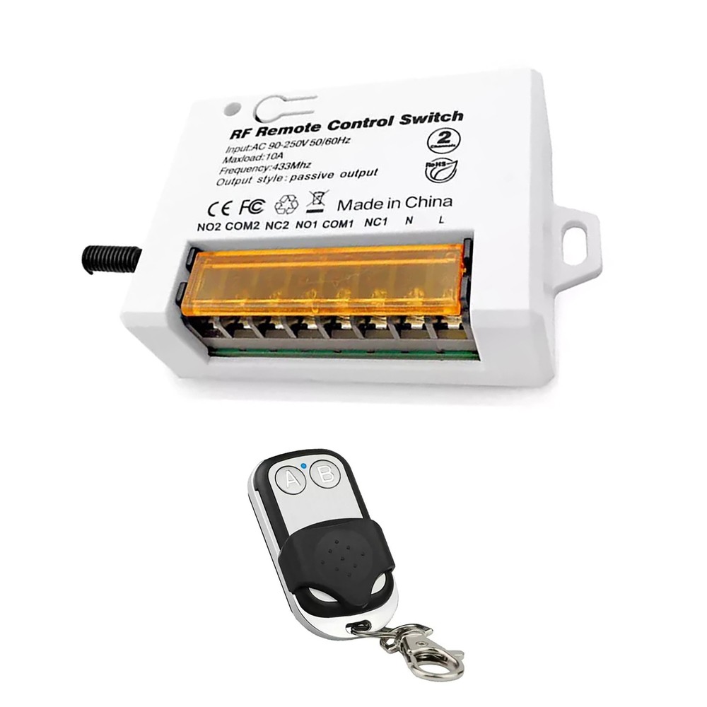 AC90~250V Relay Receiver Wireless Remote Control Switch For Lights Motors