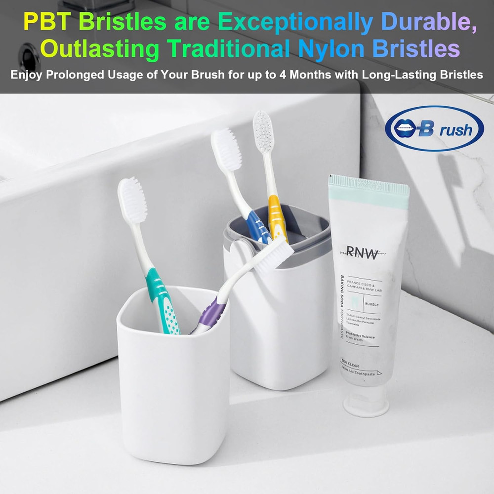 B Extra Soft Toothbrushes for Adults - Flossing Toothbrush for Sensitive Teeth a