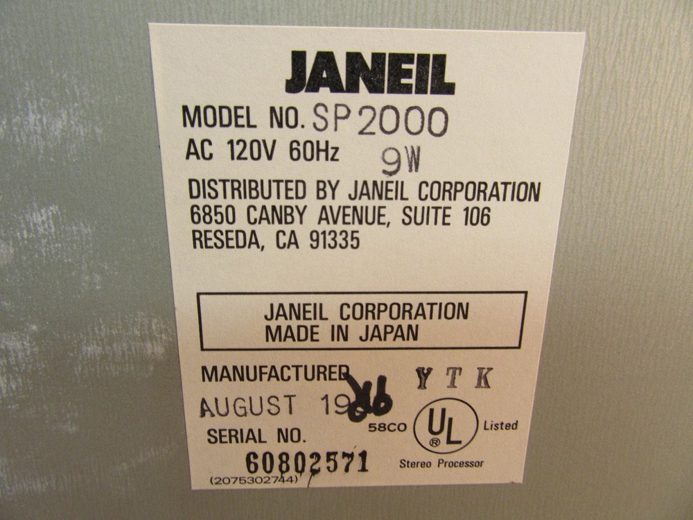 Janeil Frequency Synthesizer Stereo Model SP2000