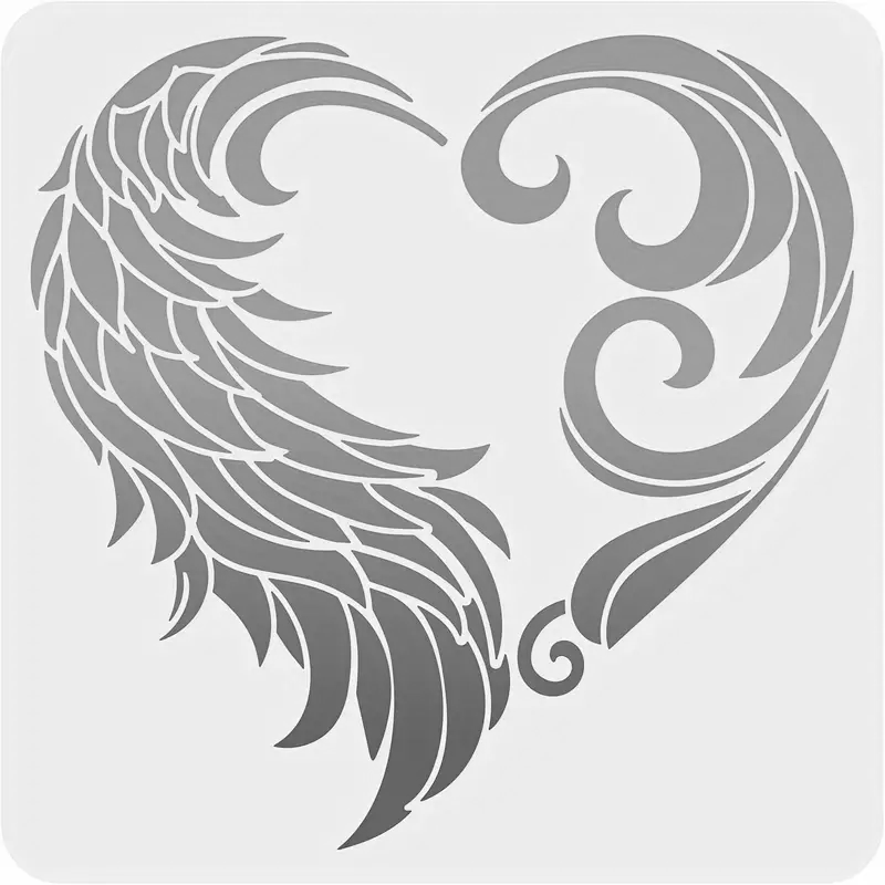6"x6" Clear Plastic Stencil - Wing Heart (MC572)*****