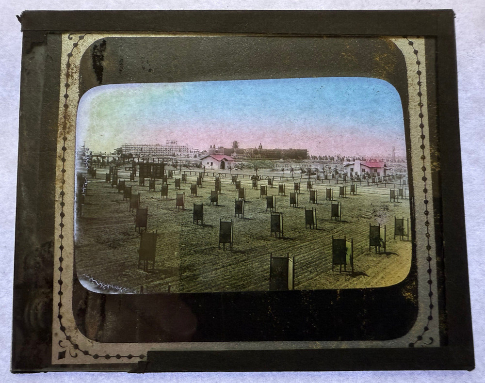 MAGIC LANTERN SLIDE COLORED FARMLAND COL.? 1900'S