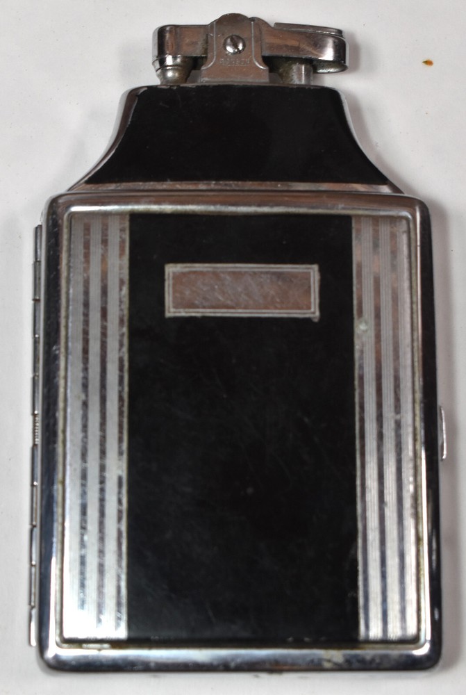 Vintage 1940s Ronson Mastercase Art Deco Cigarette Case with Lighter