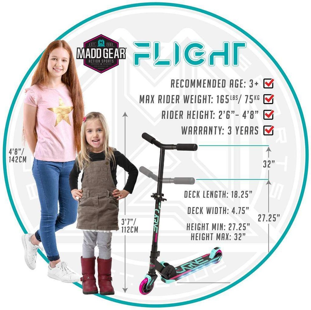 Flight Light-Up Scooter - Teal/Pink