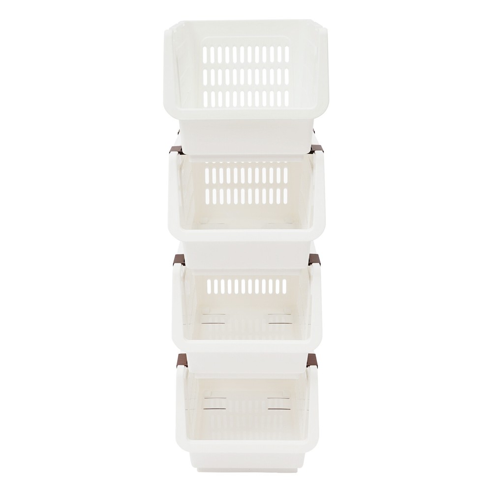 4 PCS Stacking Storage Baskets, Stackable Organizer Baskets