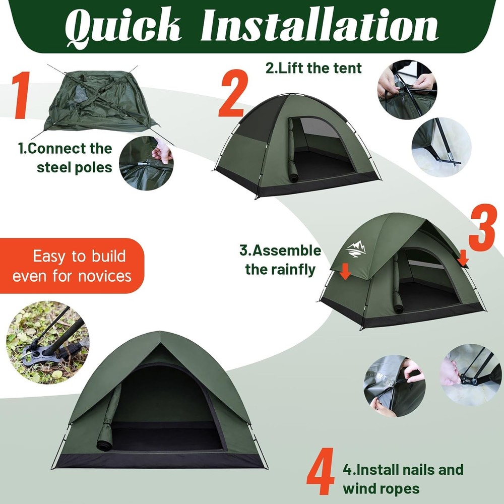 Tent for Camping with Rainfly Waterproof Windproof Easy Setup PortableHiking