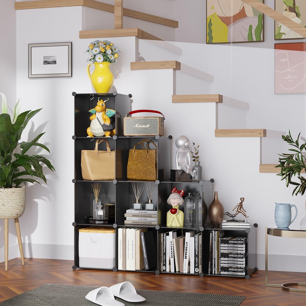 &AHOME Cube Storage, 9-Cube Bookshelf, Plastic Closet Cabinet Organizer, DIY ...