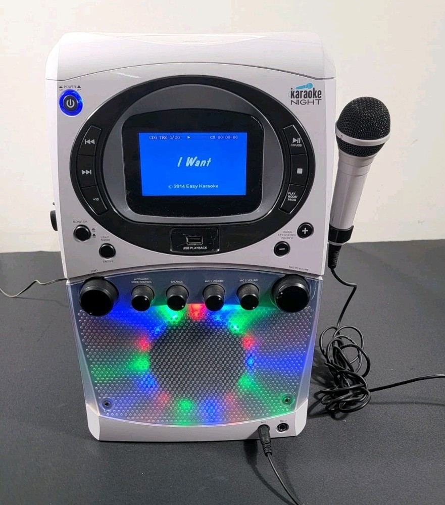 Karaoke Machine Night KN355 CD+G Karaoke System Complete Tested Working