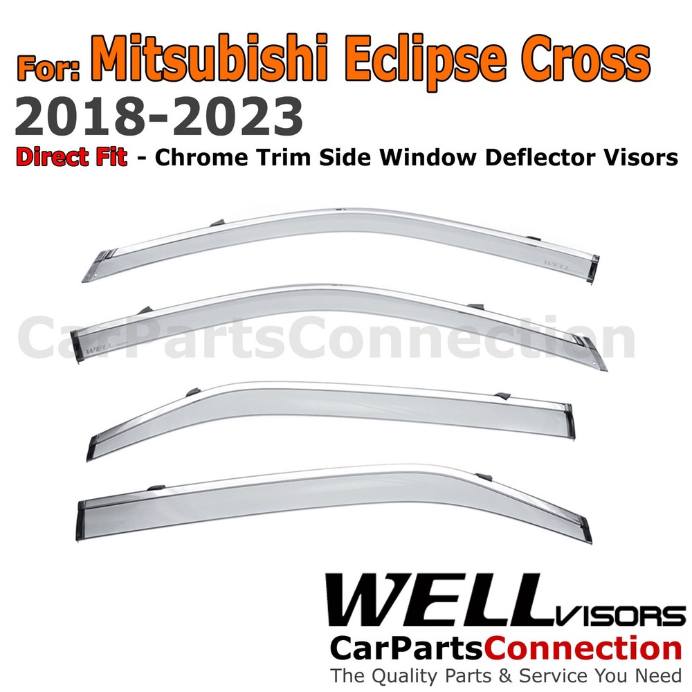 Wellvisors For Mitsubishi Eclipse Cross 18-26 Window Visor Deflector Chrome Trim