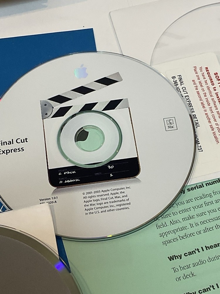 Vintage Apple Mac Final Cut Express Software Editor Version 1.0