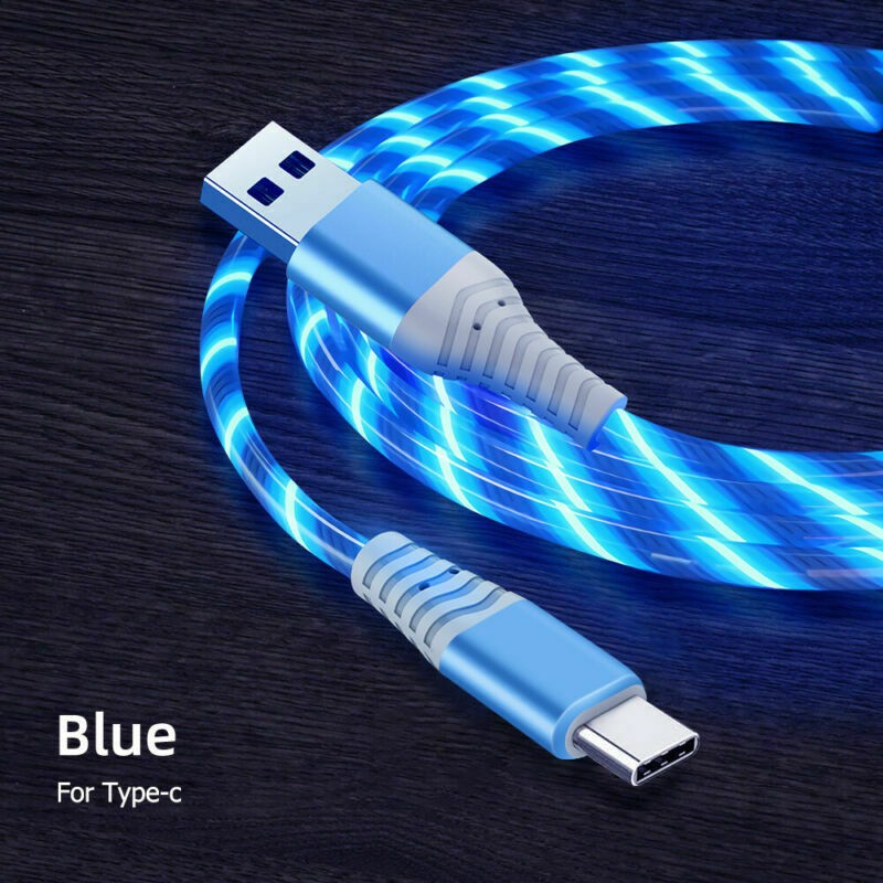 1M LED flowing Light Up USB Charging Data Sync Cable For Samsung Apple iPhone 13