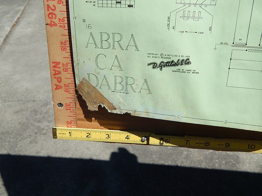 1975 Gottlieb ABRA CA DABRA Service Schematic