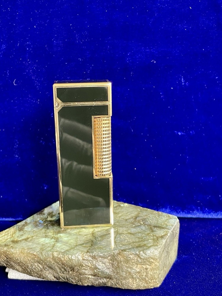 Dunhill Lighter Vintage Black Lacquer Rollagas Mint Condition Work 1 Year Warran