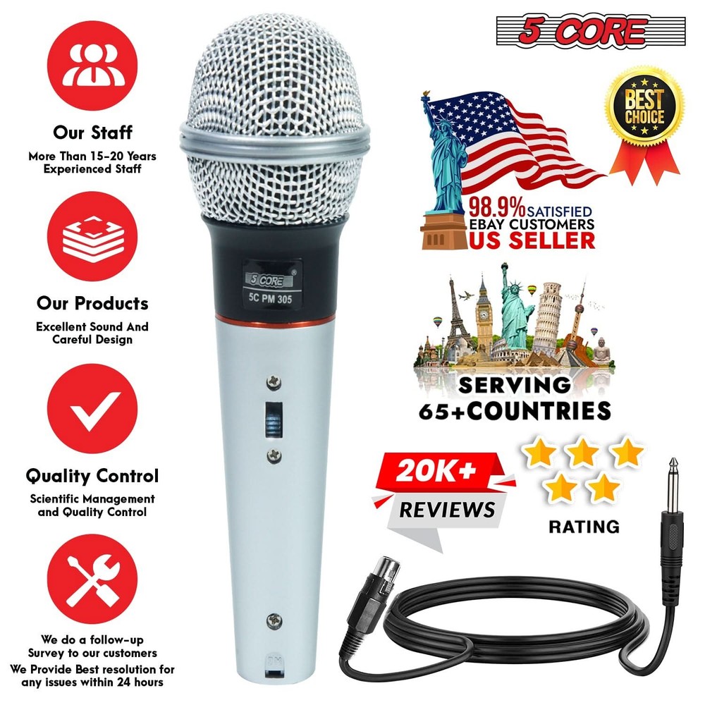 5Core XLR Microphone Dynamic Mic Karaoke Singing Studio Mics Handheld Microfono