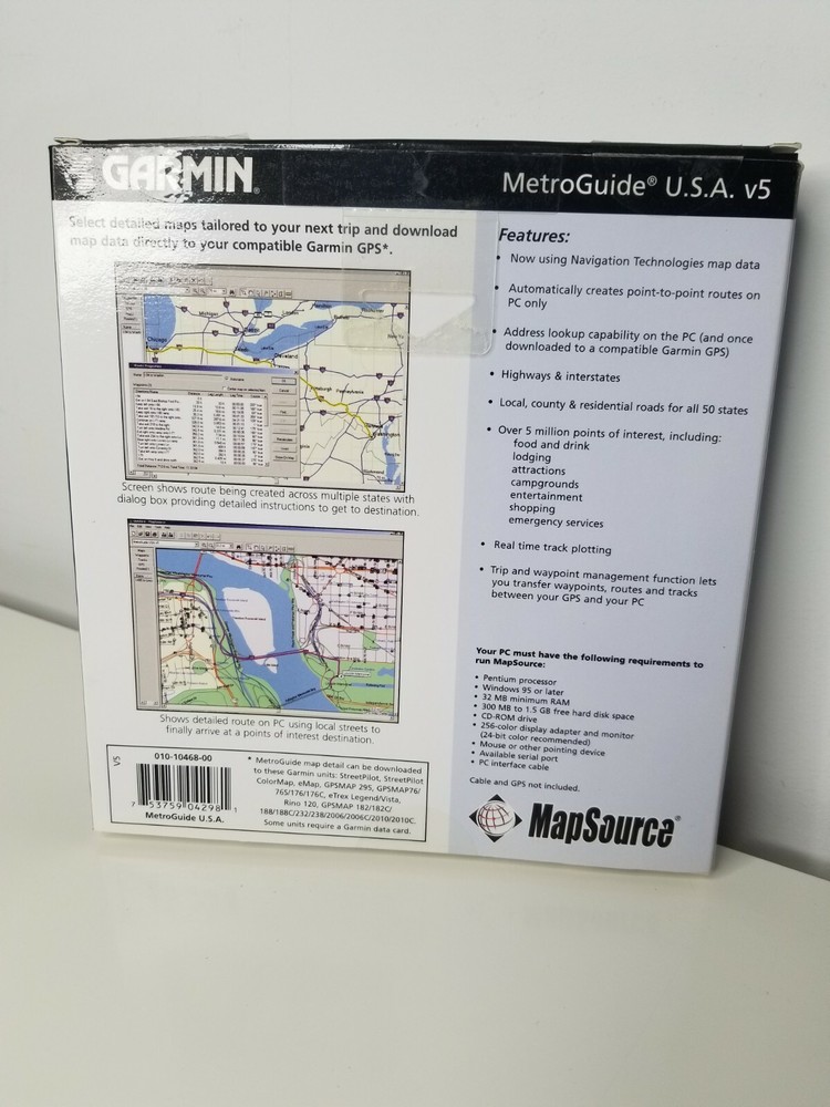 GARMIN USA MetroGuide MAPSOURCE Version 5 (2 DISC CD-ROM Maps)