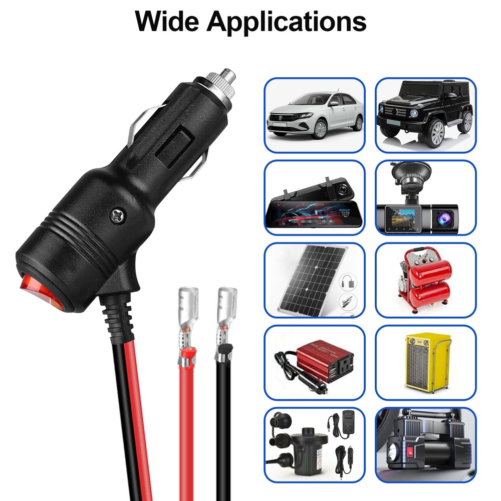 2pcs 12V Car Cigarette Lighter Plug Socket Heavy Duty Adapter with On/Off Switch