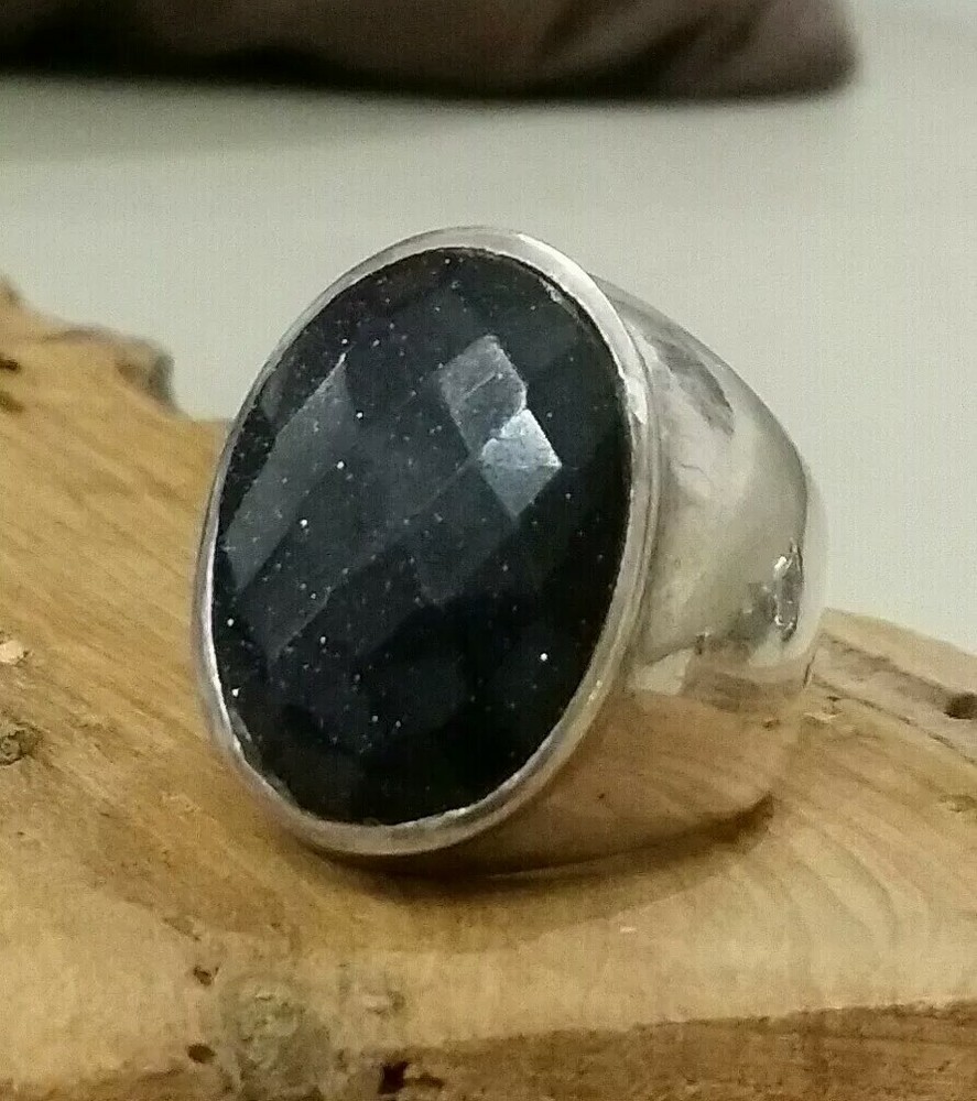 925 SILVER RING Solid Star Quartz Solitaire Seal