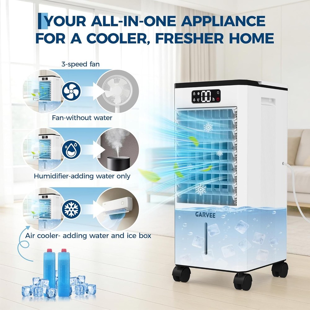 Portable air conditioners, 1.84Gal Touch Screen Swamp Cooler with Remote Control