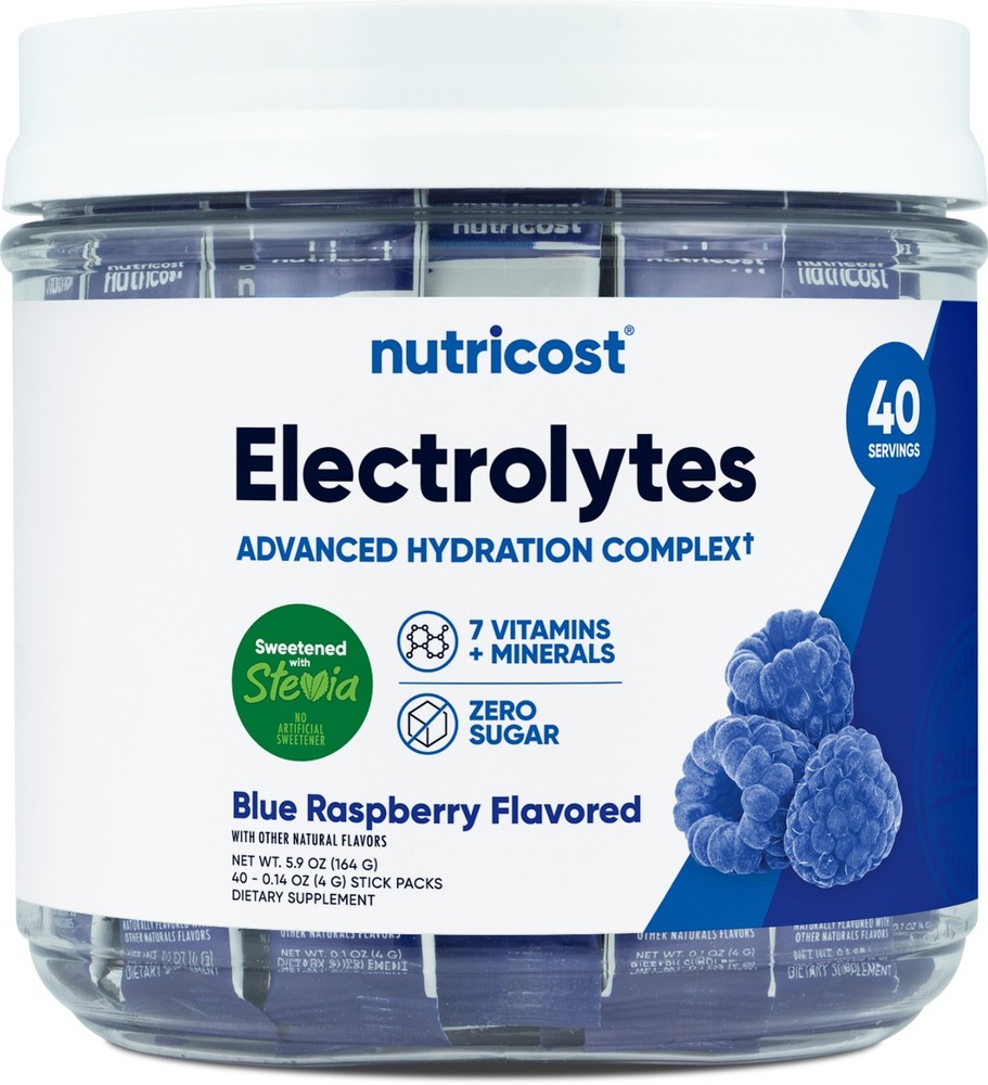Nutricost Electrolytes Complex, Blue Raspberry Flavored, 40 Stickpacks