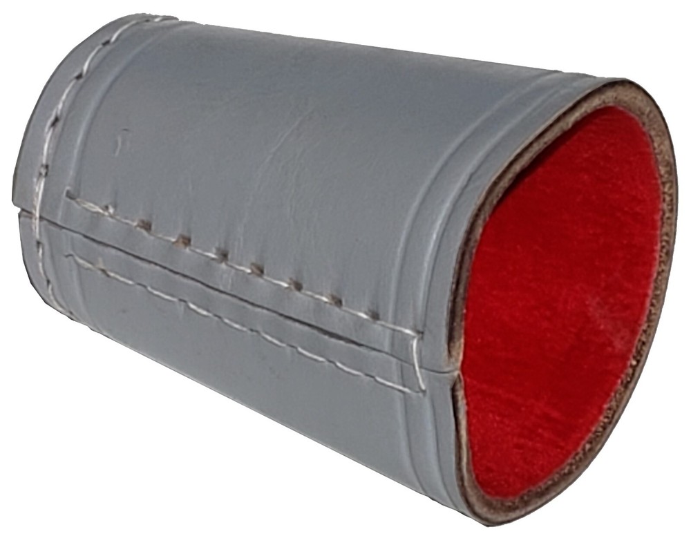Genuine Real Leather Dice Cup Grey with Red Felt Lining Compact Size Handcrafted