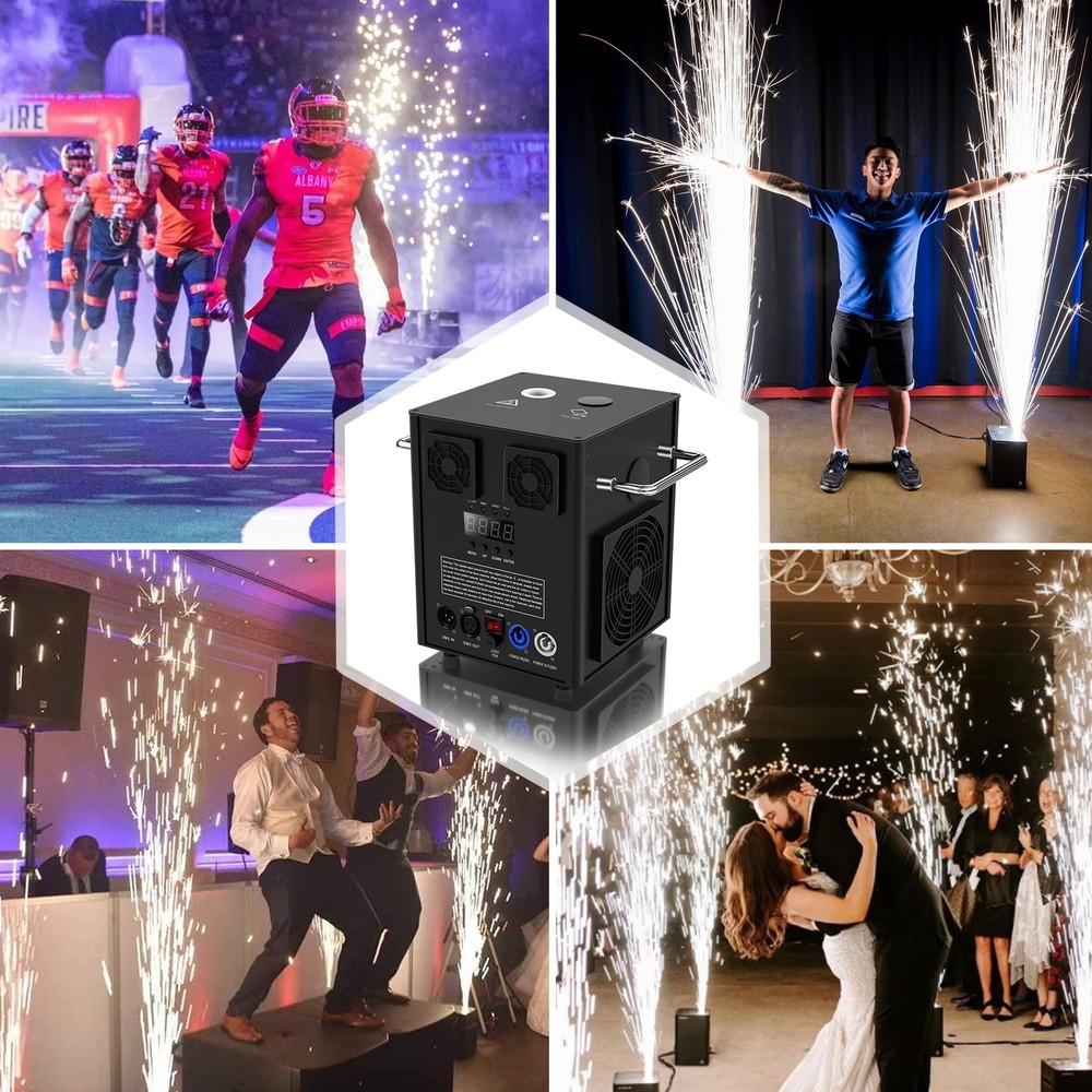 700W Cold Spark Firework Machine Stage Effect Wedding DJ Party DMX w/Flight Case