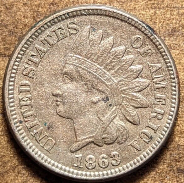 1863 Indian Head Cent Penny Thick Planchet Copper Nickel