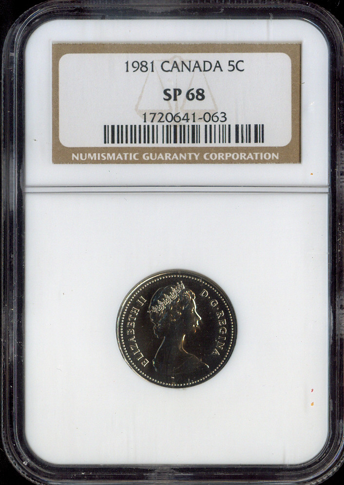 1981 Canada 5 Cents 5C NGC SP68  - Quality
