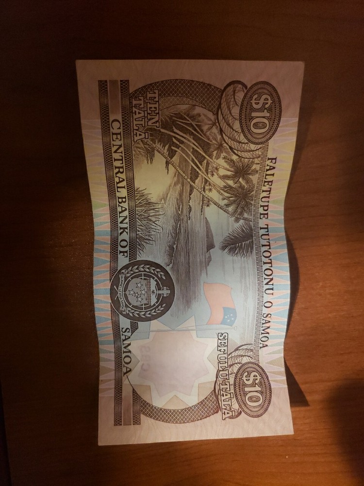 WESTERN SAMOA 10 TALA FLAG TREE UNC BANK NOTE PACIFIC MONEY BILL