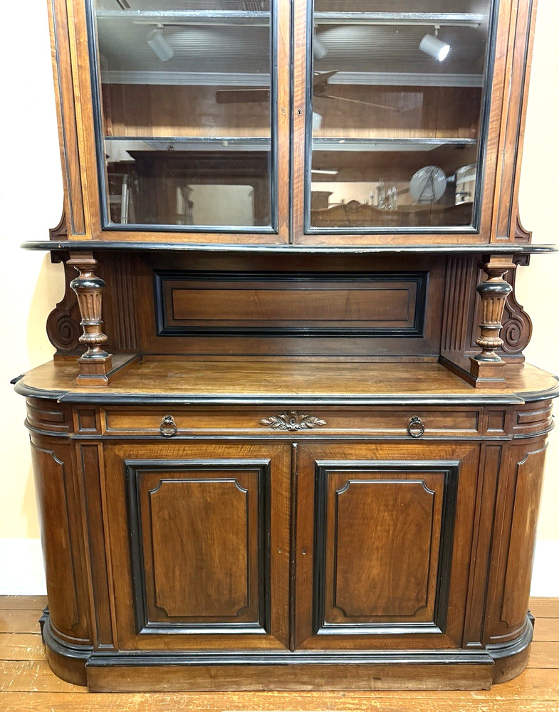 French Walnut louis Phillippe Buffet Sideboard Hutch
