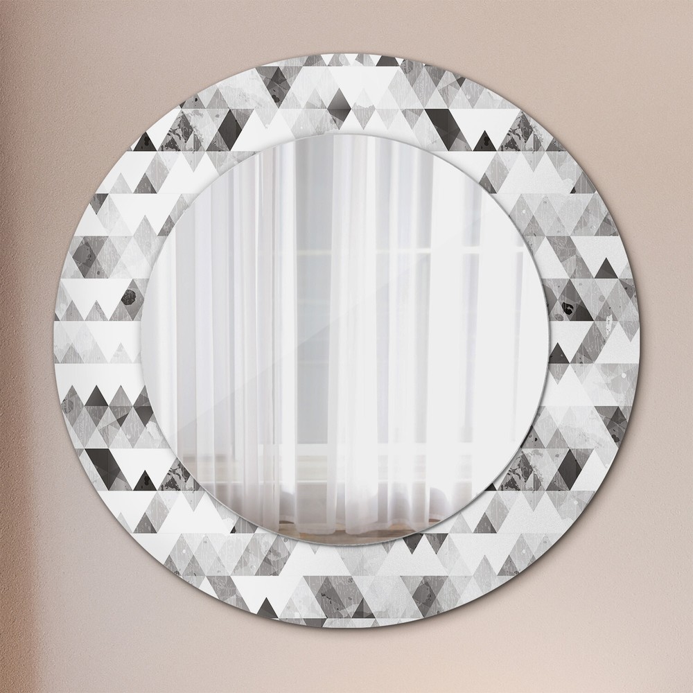 Round Wall Mirror with Patterned Glass Frame Ready to Hang rainbow triangle
