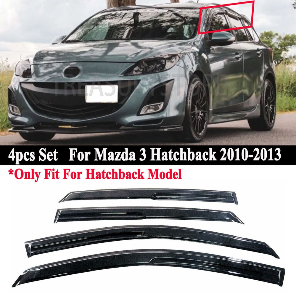 Vent Window Visor Wind Rain Deflector For Mazda 3 Hatchback 2010 2011 2012 2013