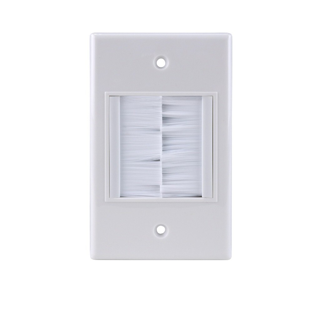 Construct Pro WideMouth Brush Wall Plate Cable Management (White Plate & Brush)
