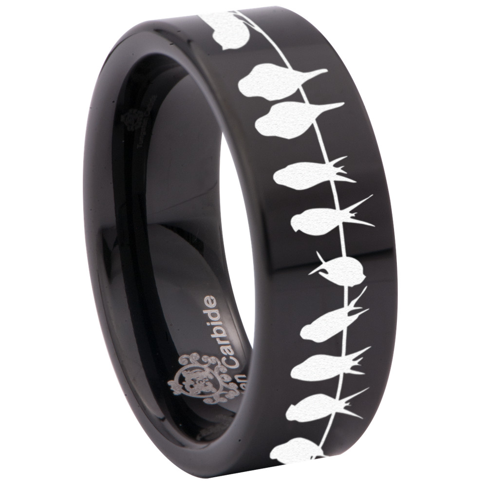 Birds on Wire Tungsten Carbide Ring