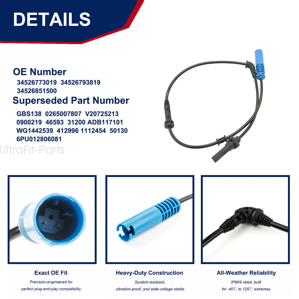 For 2007-2015 Mini Cooper ABS Wheel Speed Sensor Front Driver & Passenger Side