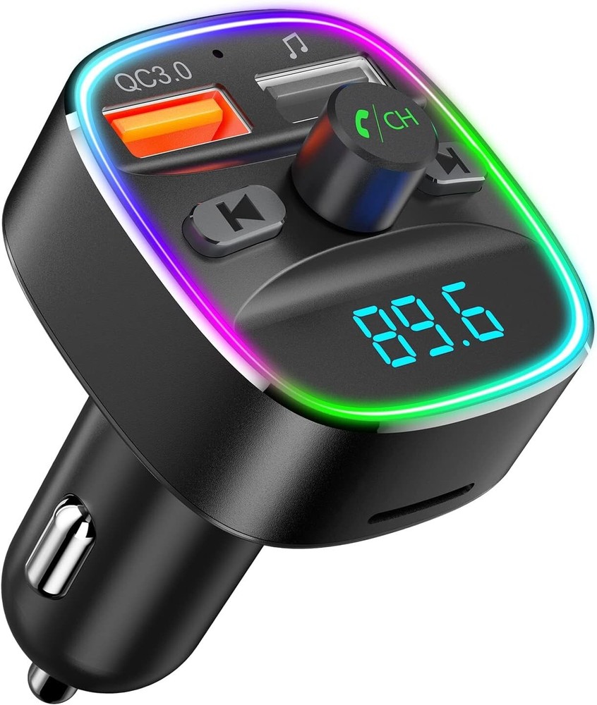 Bluetooth FM Transmitter Car Adapter Dual USB Charger Hands-Free Calling MP3 ...