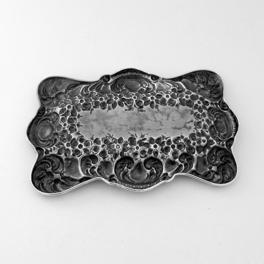 Repousse Rectangular Pin Tray Sterling Silver