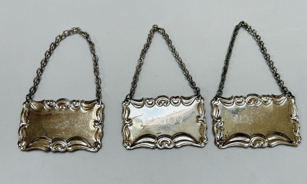 Metal Decanter Tags Vodka Scotch Sherry