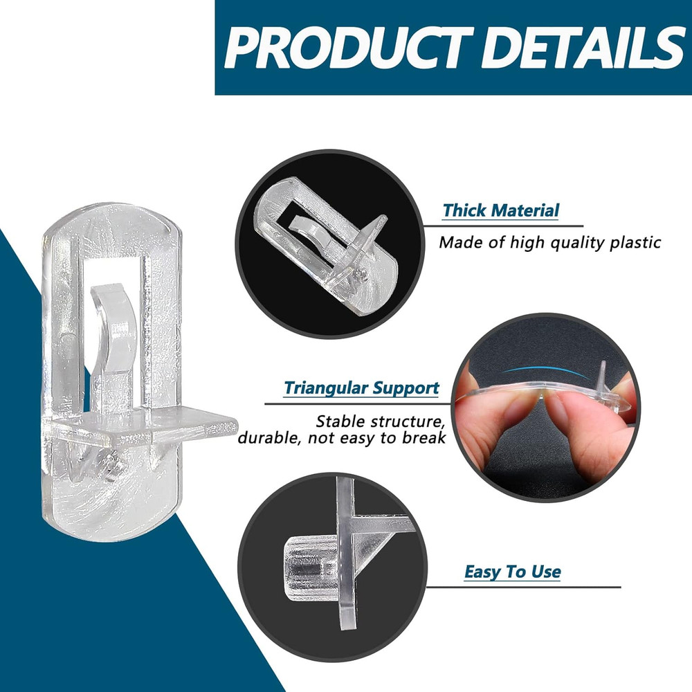50Pcs 8Mm Clear Plastic Locking Pegs, Self-Locking Shelf Support Pins, 8Mm Diame
