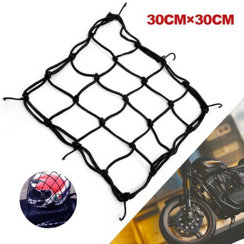 Cargo Net Motorcycle Helmet Mesh Storage Tie Down Adjustable Bungee Cord Black*1