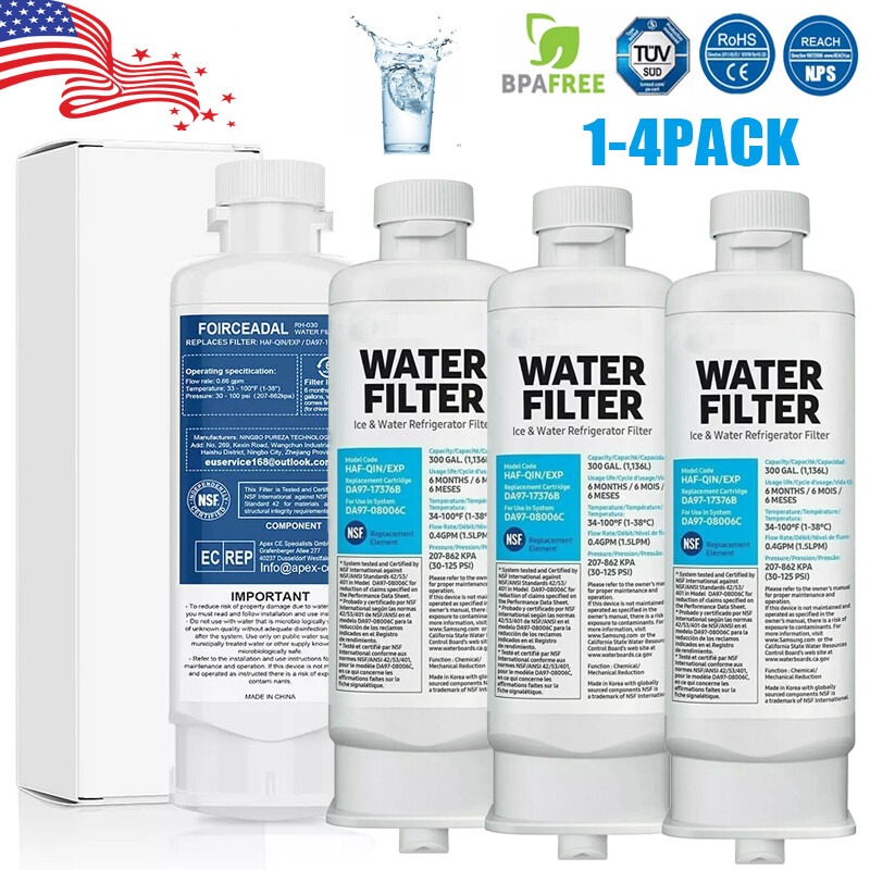 1-4pcs Replacement for Samsung DA97-17376B HAF-QIN/EXP Refrigerator Water Filter