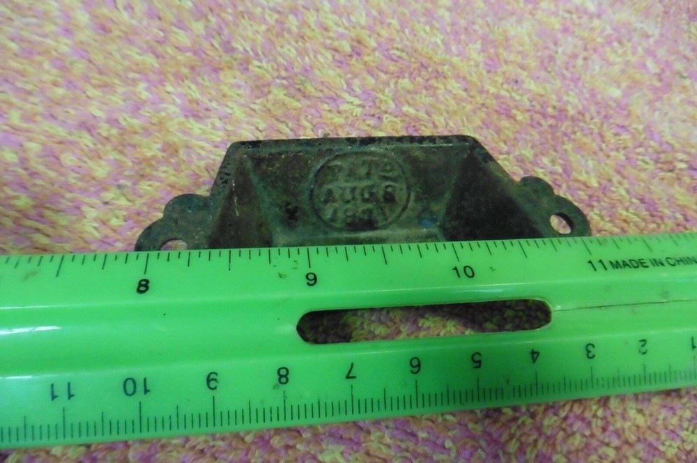 Antique 1871 Lock Latch Dated august 8 1871 cast iron