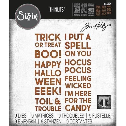BOLD TEXT HALLOWEEN -Sizzix Thinlits-Tim Holtz Dies-Spooktacular Sayings-Craft