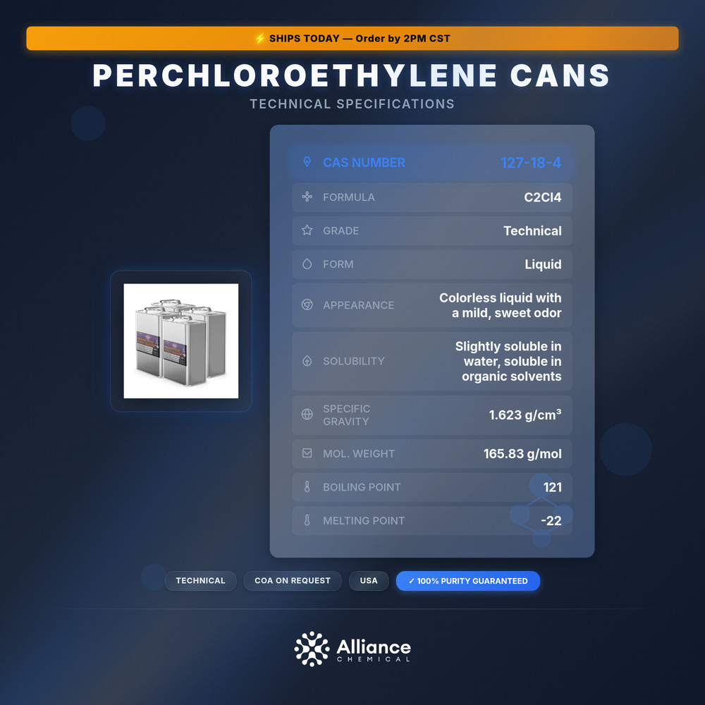 Perchloroethylene (PCE, PERC) - 4 Quart Cans