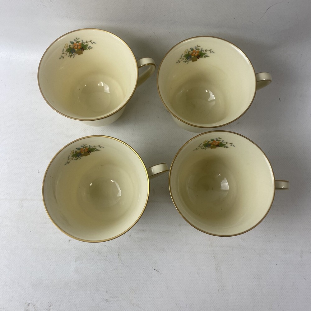 4 Noritake Floral Footed Tea Cups Pre-Owned