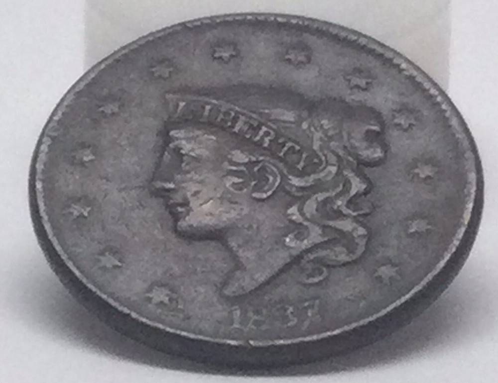 1837 Coronet Liberty Head Large Cent, Plain Cord- Medium Letters