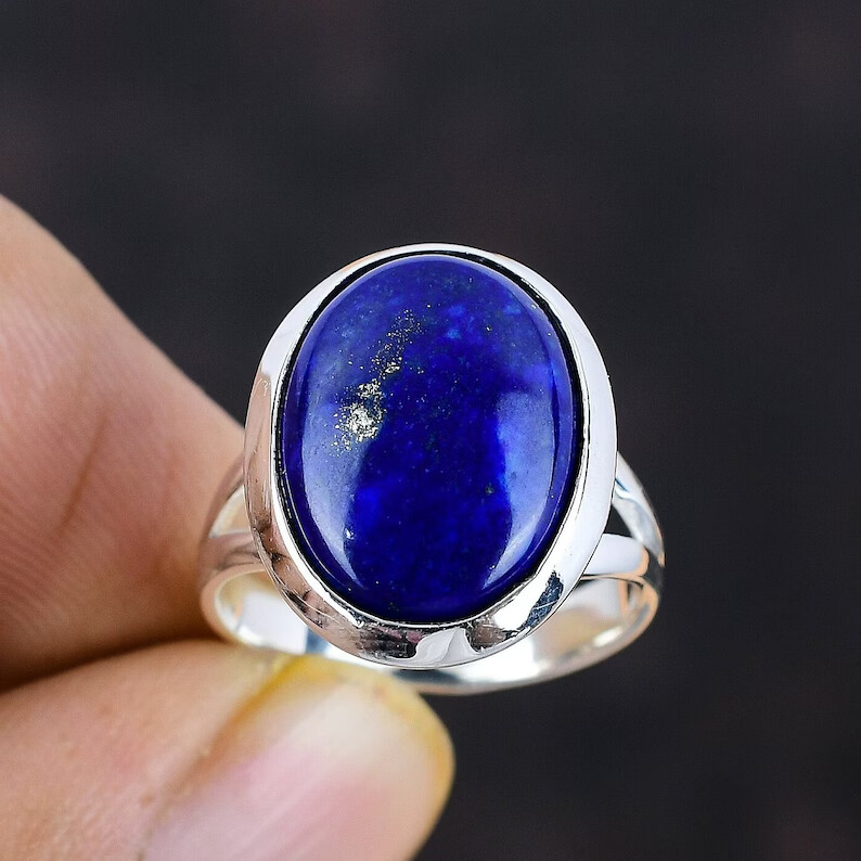 Lapis Lazuli Ring 925 Sterling Silver Band &Statement Handmade Ring All size
