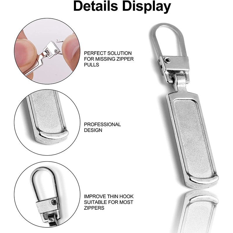 4 PCS Detachable Zipper Pull Replacement Zippers Pull Tabs Zipper Sliders Repair