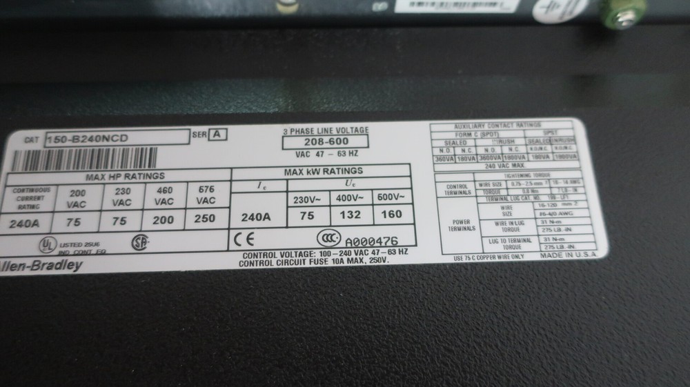 Allen Bradley 150-B240NCD Smart Motor Controller Soft Starter