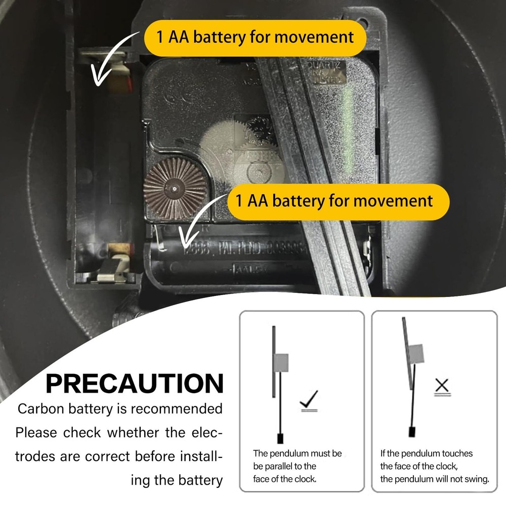 YISITEONE Classical Large Decorative Wall Clock with Pendulum, Modern Non-Tic...