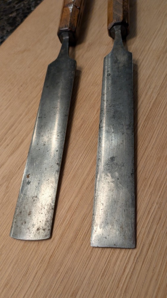 2 Enormous Thomas Ibbotson Incannel Carving Gouges, 1 1/4" And 1 1/2"