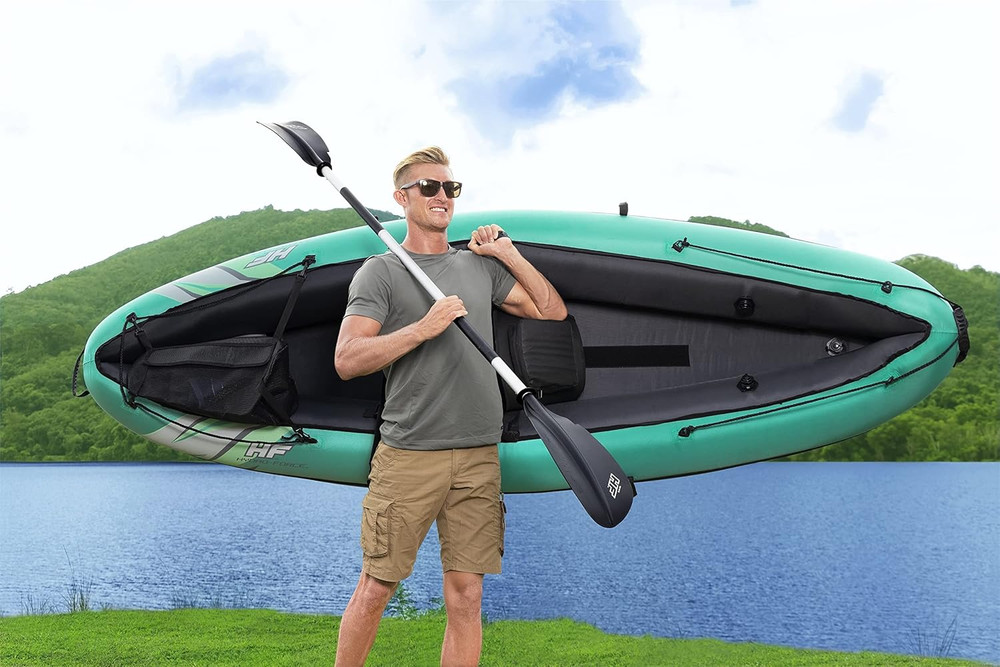 Hydro Force Inflatable Kayak Set | Includes Seat, Paddle, Hand Pump, Storage Car